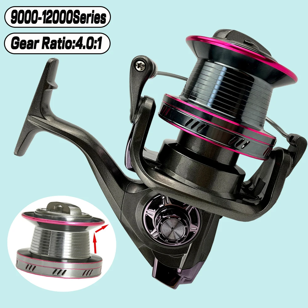 

9000/10000/12000 Fishing Reel Saltwater Metal Spool Long Shot Spinning Fishing Trolling Wheel Freshwater Big-Game 66LBS Max Drag