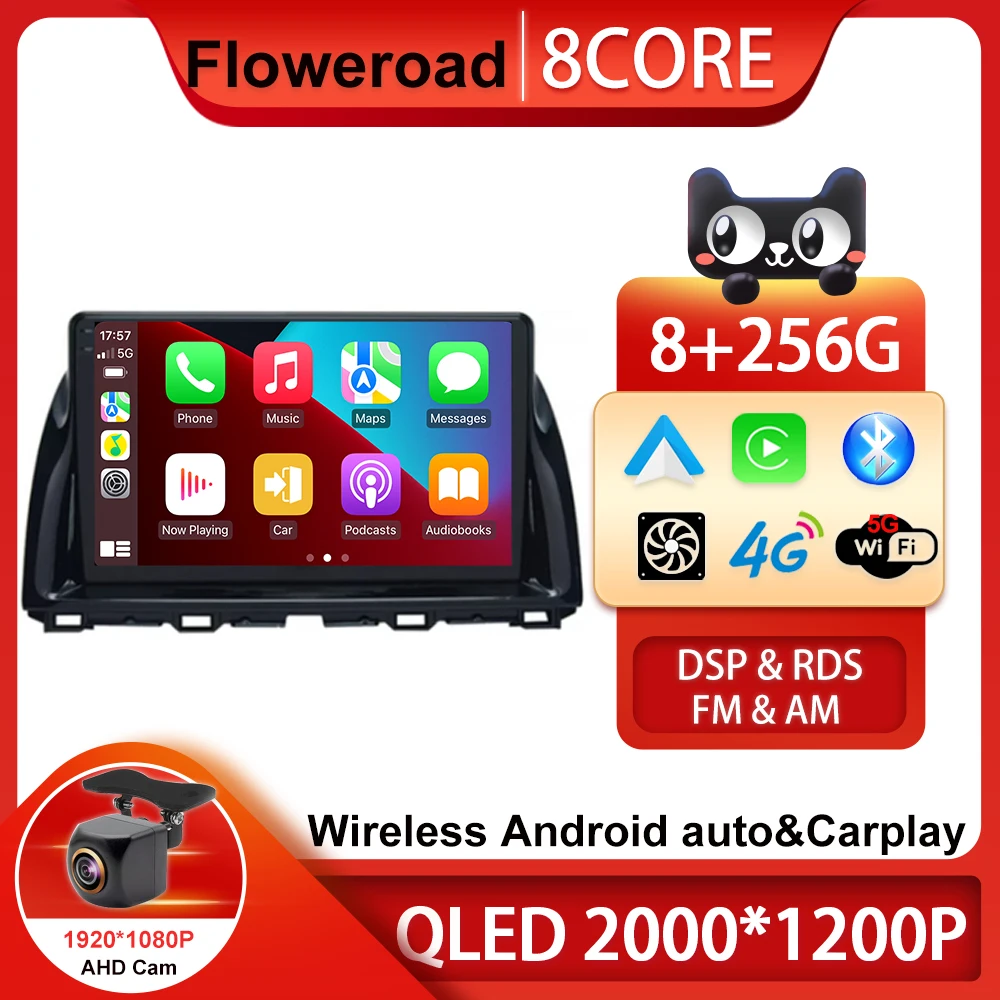 

8Core 5G WIFI Android 13 Auto 2 Din Stereo For Mazda CX5 CX-5 CX 5 2012- 2015 Car Radio Multimedia CarPlay GPS 2din DVD DSP SWC