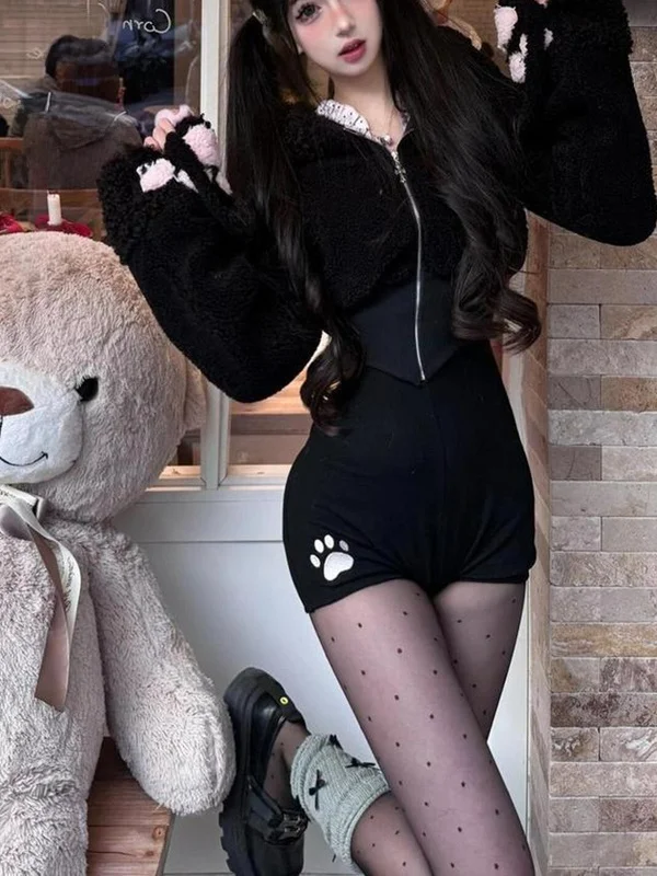 

Сексуальный, стильный и уютный комплект из овечьей шерсти: куртка и брюки на молнии для женщин, модный костюм-двойка для повседневной носки, осенний сезон