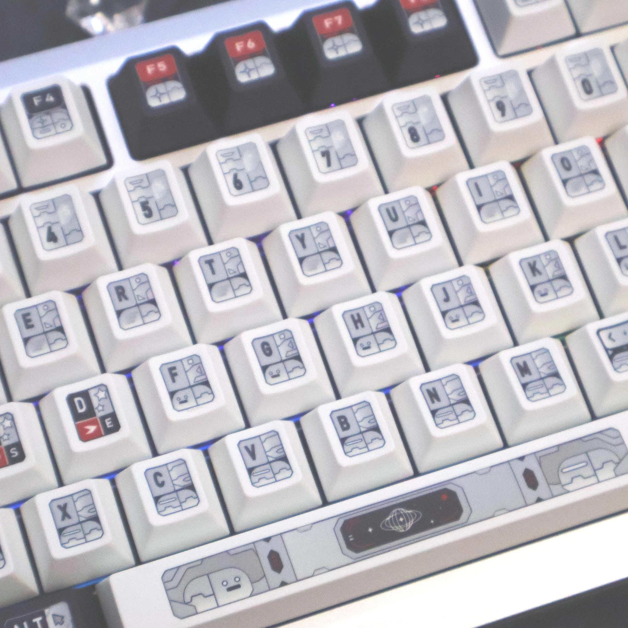 Star Trek Keycap 143 คีย์ Pbt เชอร์รี่ Pbt สีดําสีขาวสีแดง ISO เค้าโครง 2.25/2.75U Space Bar Alice รูปแบบ Keycap