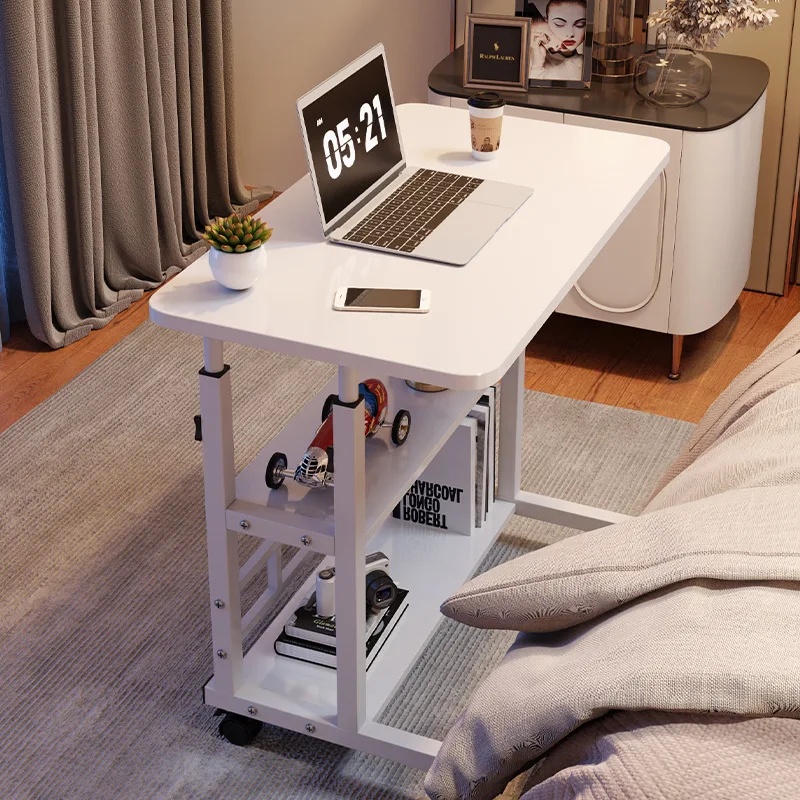 #Modern Simple Movable Lazy Lifting Design Wooden Bedside Table Computer Desk for Dormitory Bedroom