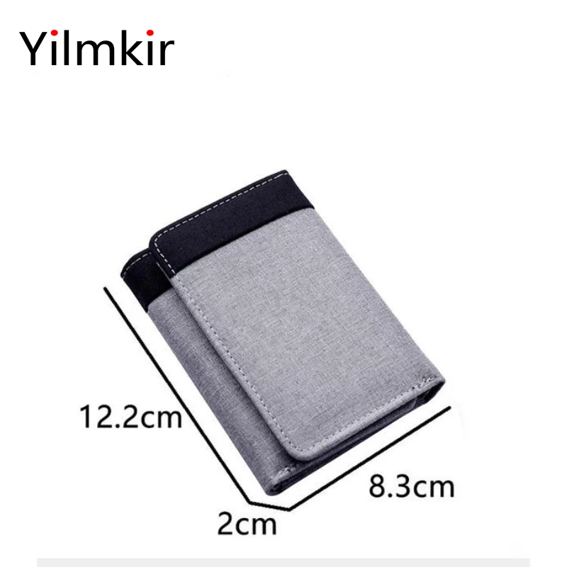 Simple Canvas Men's Tri Fold Wallet Large Capacity Casual Convenient Multi Card Purses Short Document Card Bag Fashion Card Case image 3