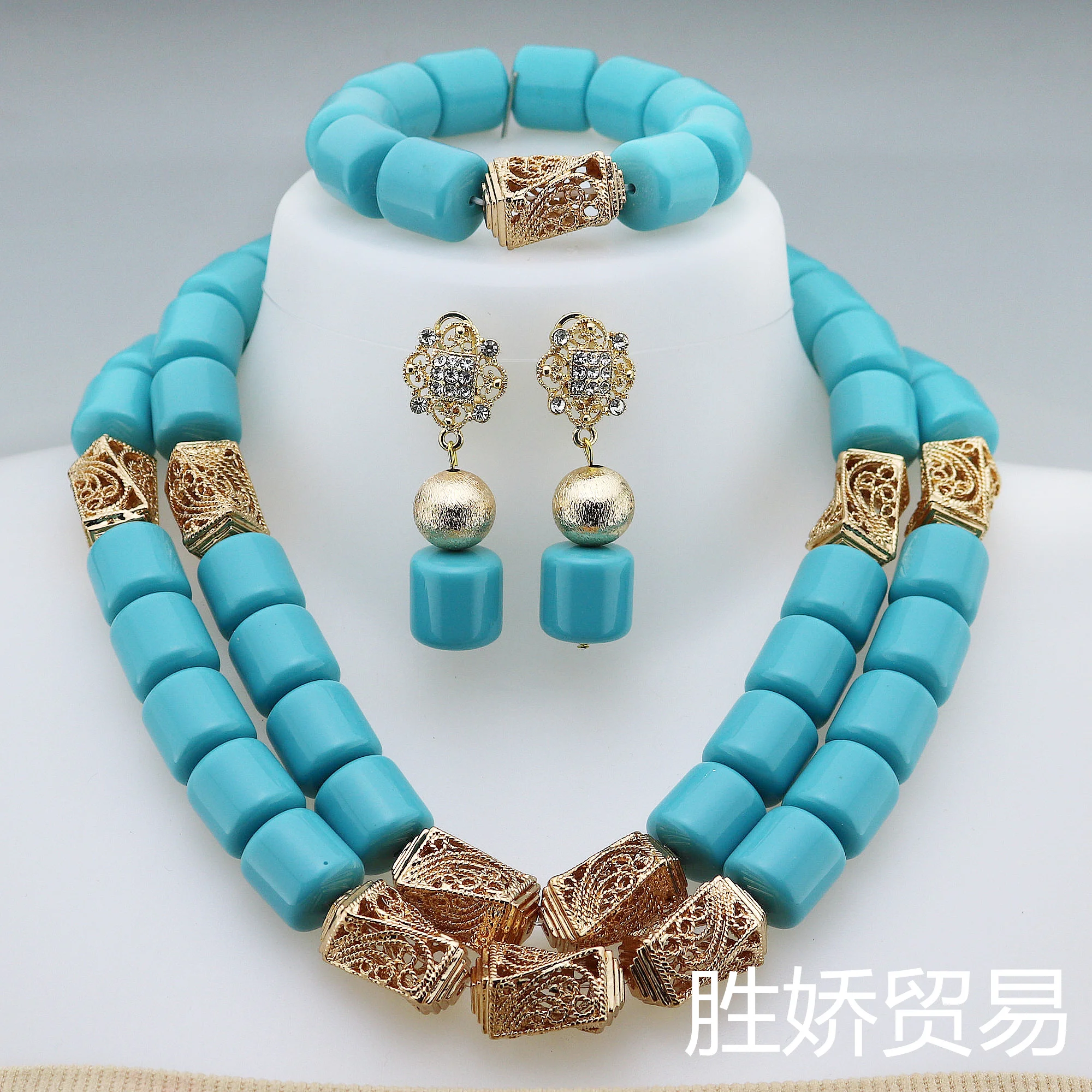 여성을위한 인공 수지 비즈 목걸이 웨딩 패션 스테이트먼트 체인 초커 쇄골 보석 세트 XK - 0191056