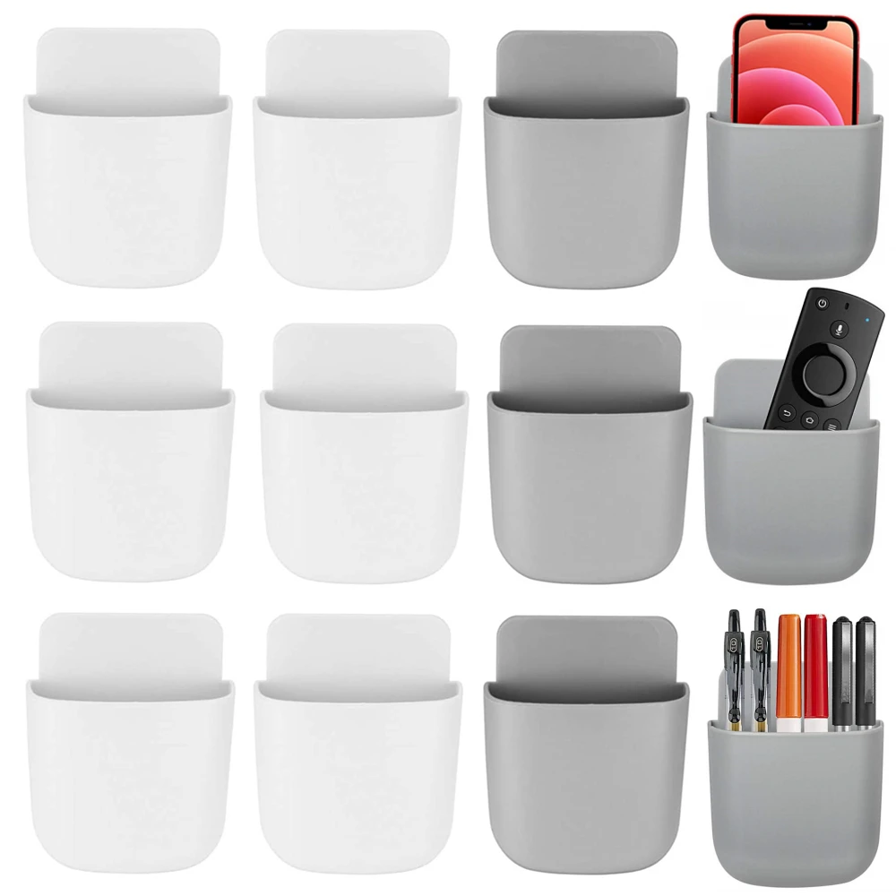 

1/4/8/12PCS Wall Mounted Storage Box Remote Control Holder Mobile Phone Plug Rack Stand Office Bathroom Cosmetic Organizer Shelf