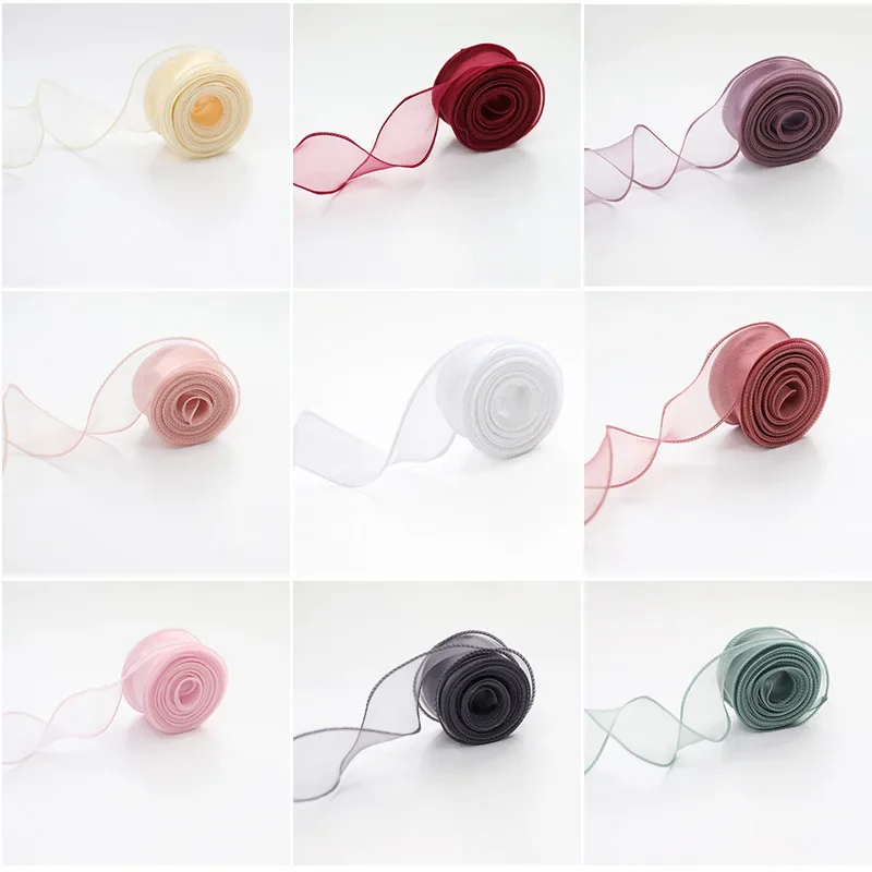 1 قطعة 9 متر/لفة الشيفون شريط حرير الأورجانزا الساتان DIY بها بنفسك الحرفية هدية التفاف الديكور باقات الزفاف إكليل لوازم الخياطة