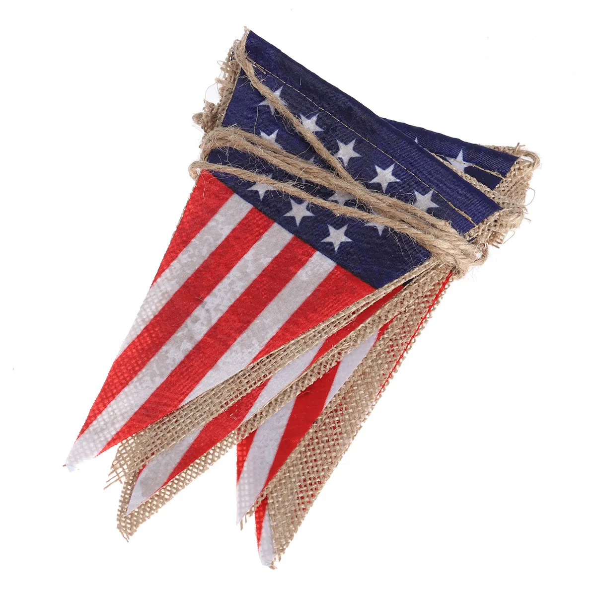 

2M National Triangle Banners Garland for Patriotic Events Reusable Linen Wall Table Patriotic Banner Decor Fourth of July