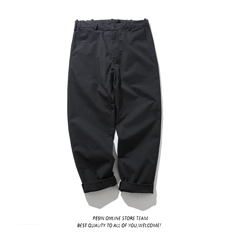 

Retro Loose Fit Nine-Tenths Casual Pants Men's Summer Thin Cotton Workwear Sle Chino Pants Straight Leg Trousers for Youth