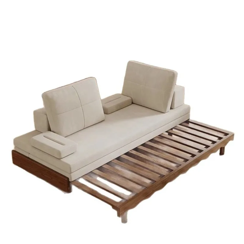 

Multifunctional ash wood all solid wood sofa bed sofa folding technology dual-purpose living room small apartment retractable do