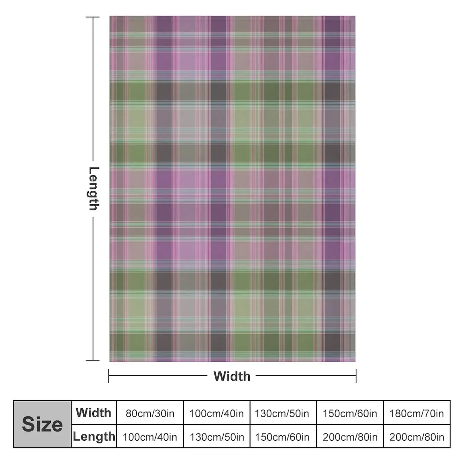 Green and lilac tartan plaid. Throw Blanket couch cozy soft plush fuzzy picnic outdoor blanket