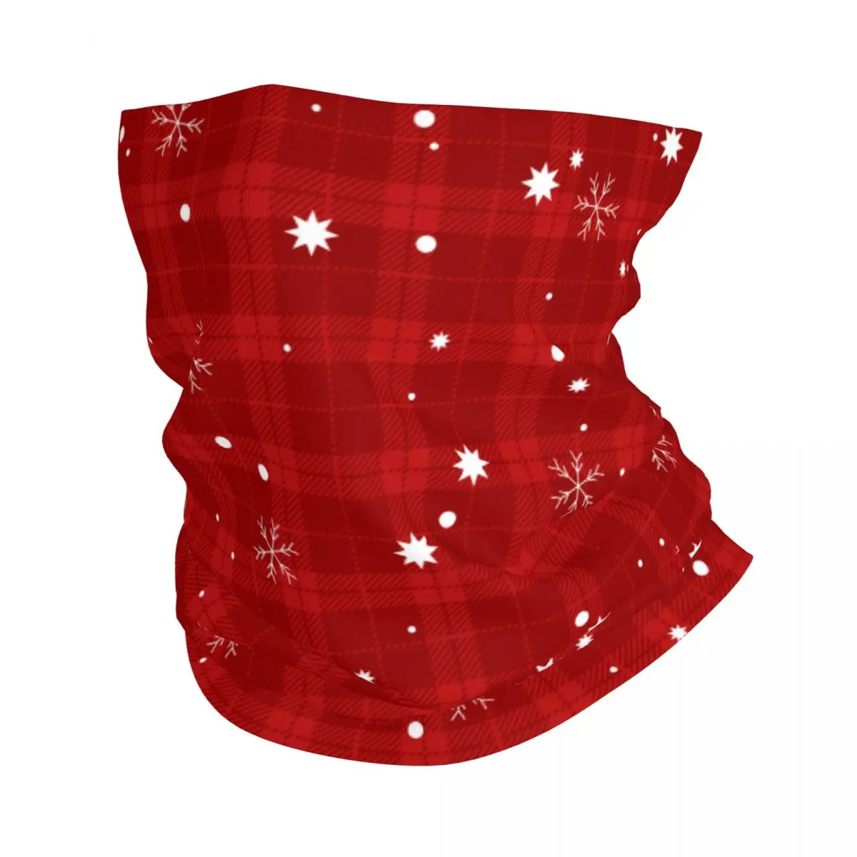 Christmas Red Check Tartan Plaid Snowflakes Stars Bandana Neck Gaiter Xmas Buffalo Checkered Mask Scarf Outdoor Balaclavas