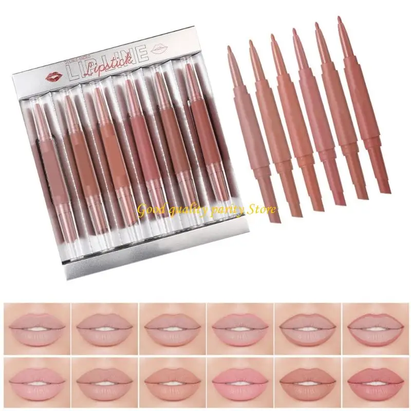 M4YA 6 Piece Double Ended Lip Liner And Smooth Matte Lip Color For Strong Definit