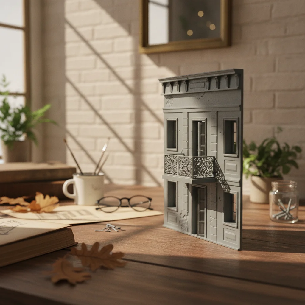 Model Makers Resin City Facade Plaster and Brick Texture Damaged Building for Urban Diorama Street Corner Layout