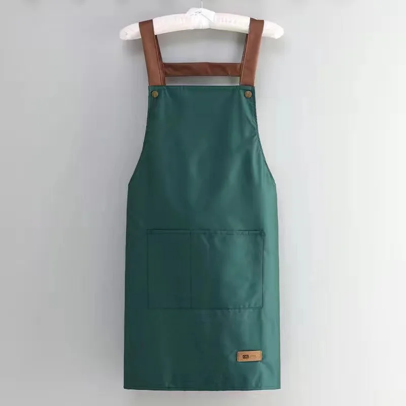 Kitchen waterproof and oil resistant apron for men and women cooking, solid color simple hotel work clothes