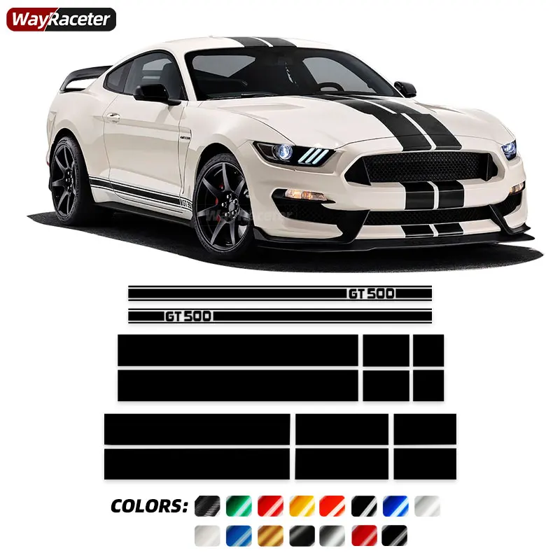 Car Hood Engine Cover Roof Trunk Tail Body Decal Heritage Edition Side Stripe Sticker For Ford Mustang Shelby GT500 2022 2015-On