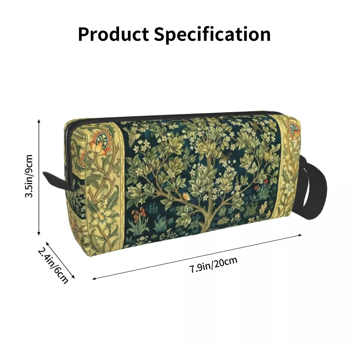 Fashion Tree Of Life By William Morris Toiletry Bag  Floral Textile Pattern Makeup Cosmetic Organizer Beauty Storage Dopp Kit