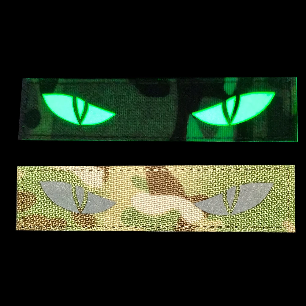 Im Dunkeln leuchtende Patches, Katze, Teufelsaugen, taktischer Patch, Kampfhakenbefestigungen, Ranger, Motorrad, Biker-Tags, Operator-Emblem