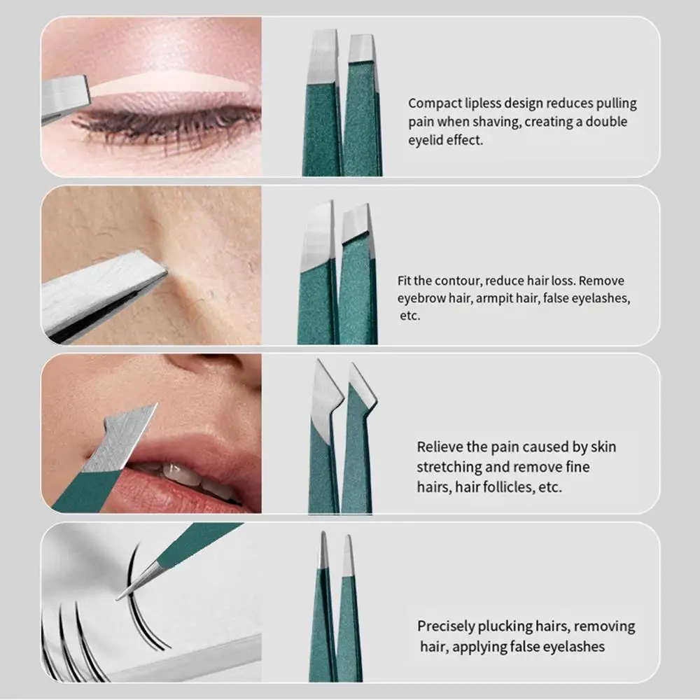 Stainless Steel 2/4Pc Eyebrow Tweezer Set Precise Facial Hair Remover Professional Eyelash Clip Multifunction Beauty Makeup Tool