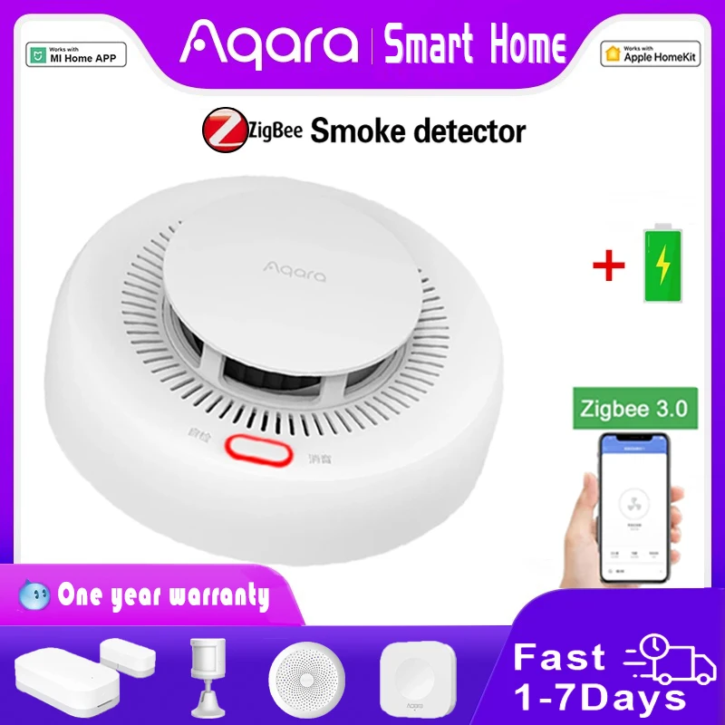 Aqara Smoke Detector Sensor Zigbee 3.0 Smart Fire Alarm Monitor Sound Alert Home Security Work With Xiaomi Mijia Mihome Homekit