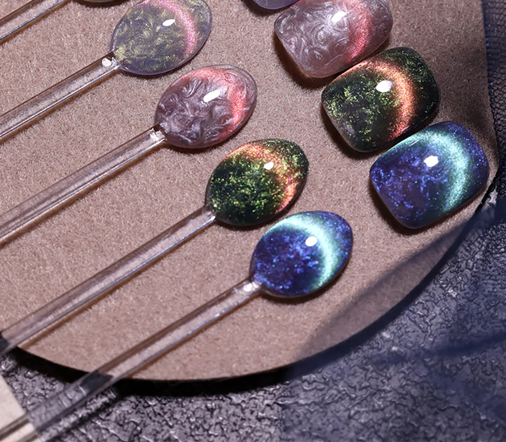 Vendeeni 6 Farben Perlmutt-Faden Katzenaugen-Nagelgel-Set Magnetischer UV-LED-Soak-Off-Gel-Lack Aurora Katzenaugen-Gel-Lack – Detail 8