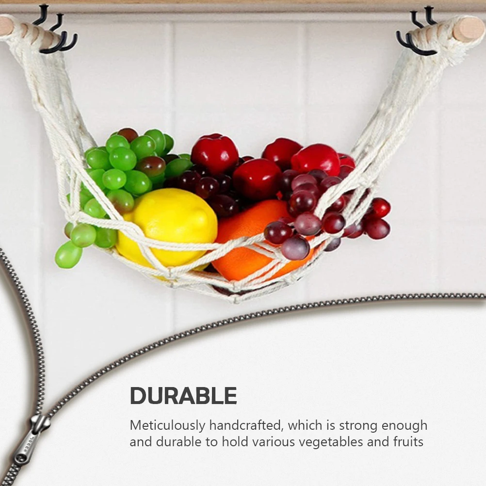 

Cotton Rope Basket Macrame Vegetable Organizer Under Cabinet Storage Baskets For Kitchen Space Saving Hanging Fruit Holder