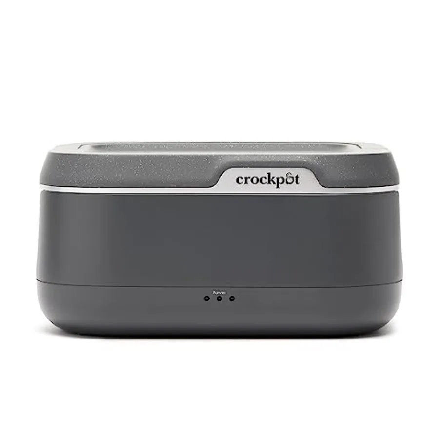 

Crock-Pot 28-Ounce Mini Electric Heated Lunch Box Portable Food Warmer Gray Keeps Food Warm Spill-Free Dishwasher-Safe Ideal fo