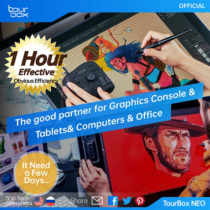 

Upgraded TourBox NEO - The Advanced Editing Console for Graphics Tablet Digital Drawing, Photo and Video Editing, with Customize