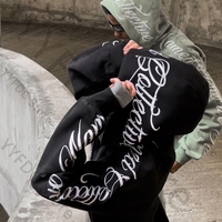 Letter print Zipper Hoodies Sweatpants Set Men Women Autumn Fashion Hip Hop Sweatshirt Two Piece Set Gothic Trend Loose Jacket
