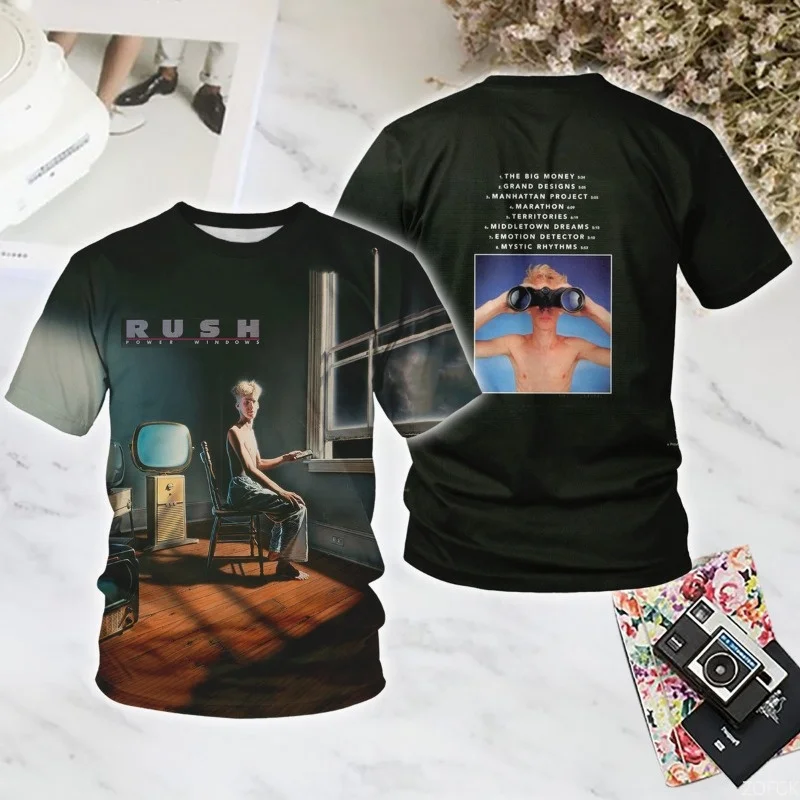 الرجال روك راش باند ثلاثية الأبعاد تي شيرت مطبوع الرجال المرأة موضة تي شيرتات قصيرة الاكمام الرجال 2025 جديد مغني الراب التجفيف السريع موتو