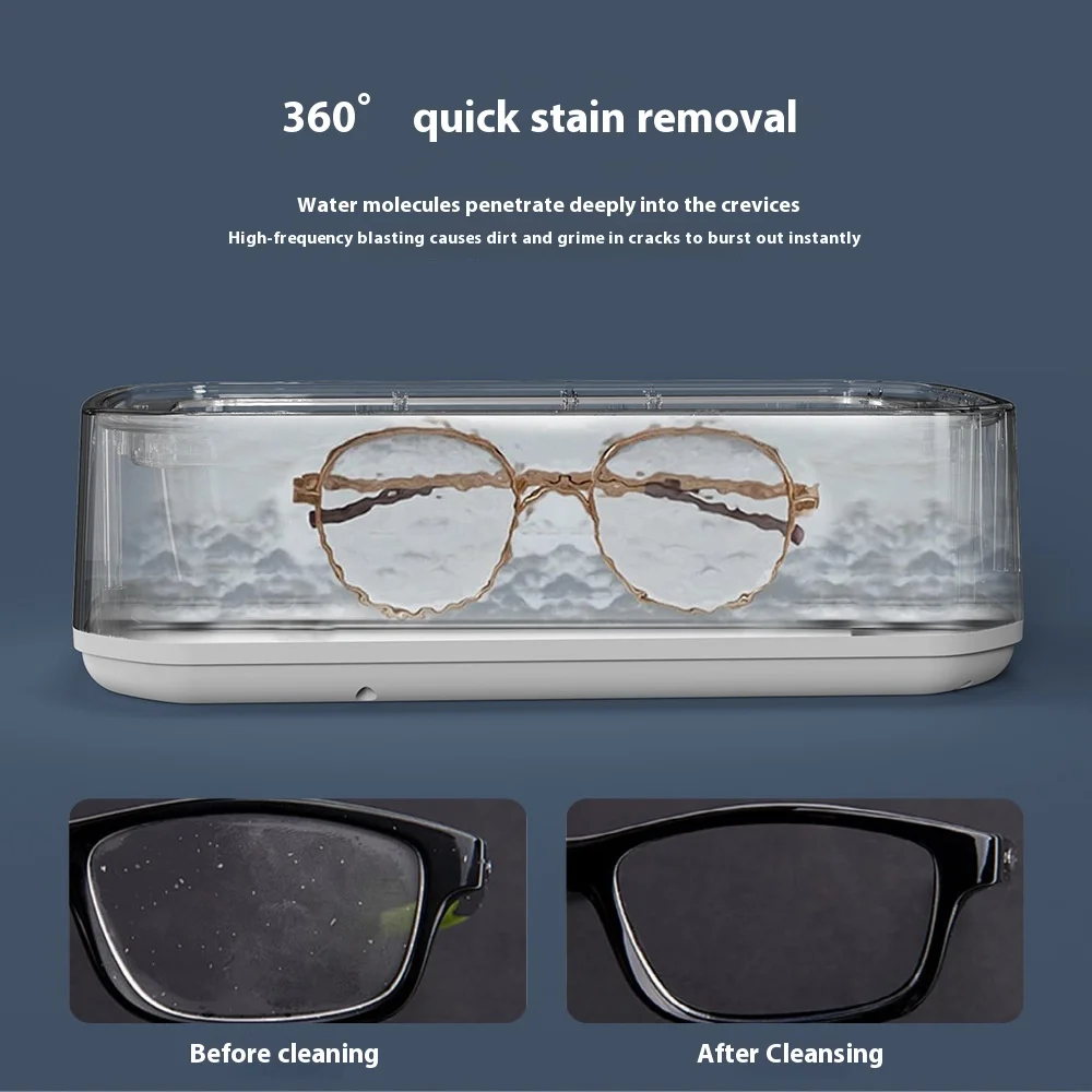 2026 NEW Ultrasonic Cleaner Machine Eyeglass 650ml Mini High-frequency Vibration Cleaning for Glasses Jewelry Denture Pacifier