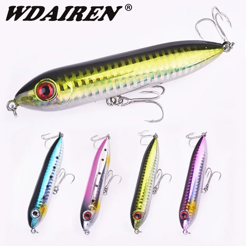 1 Pc  Topwater Pencil Fishing Lure  9cm 12g Long Casting Floating Hard Baits Good Action Bullet Popper Wobblers Tackle