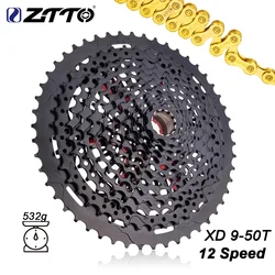 ZTTO MTB 12S 9-50T XD Cassette 9T XD Cassette Black 532g 556% RANGE 12S 9-50T L Cassette Steel 12 Speed Freewheel Sprocket XD K7