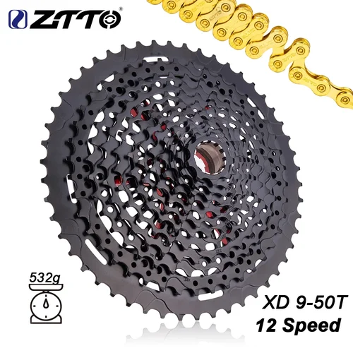 ZTTO MTB 12S 9-50T XD Cassette 9T XD Cassette negro 532g 556% rango 12S 9-50T L Cassette acero 12 velocidades piñón de rueda libre XD K7