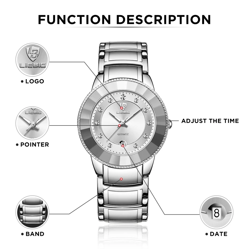 LIEBIG Business Men Watches New Style Luxury Watch Male Gold Stainless Steel Strap Quartz Wristwatches Clock relogio masculino