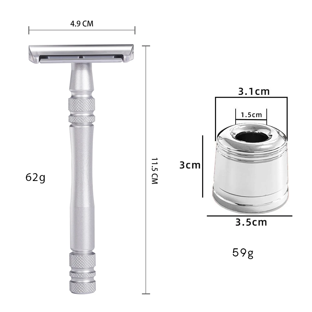 Whityle 04TS Double Edge Original Safety Razor Manual Shaving Shaver With Holder Stand 5 PCS Blades Gift For Man & Women