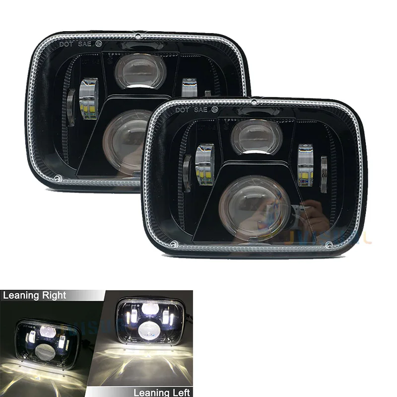 1Pair Headlamp 55W for Jeep YJ XJ Cherokee 5x7