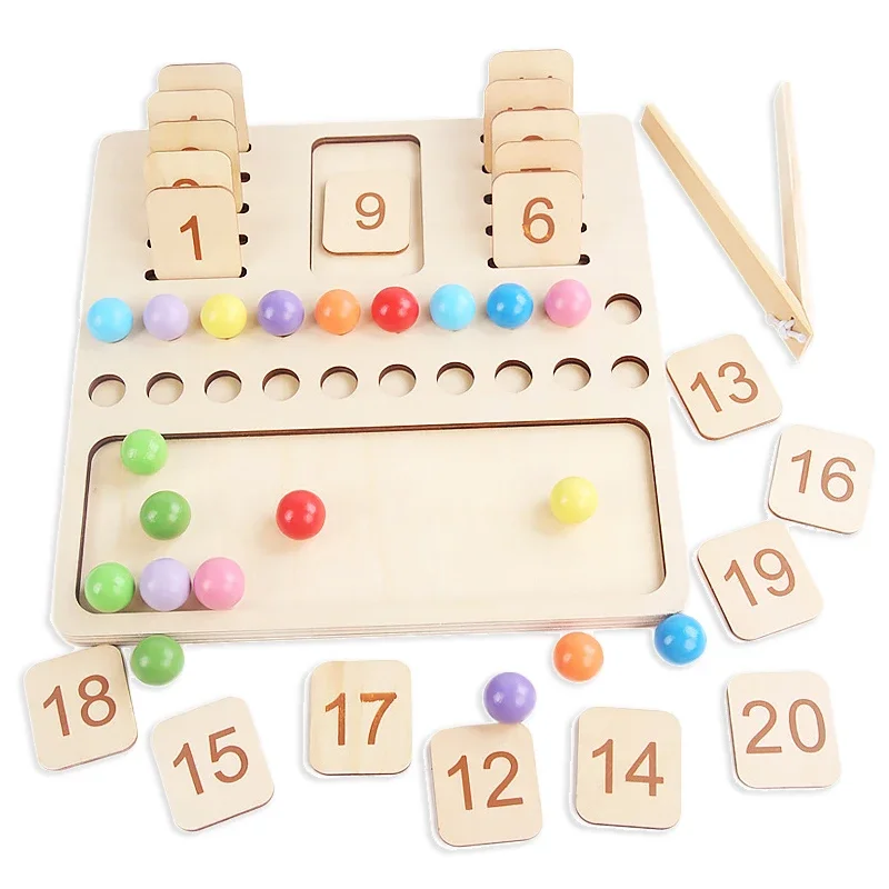 Kids Learning Math Toy Preschool Teaching Aids Education Game Montessori Wooden Counting Board Beads Tray Number Calculation Toy
