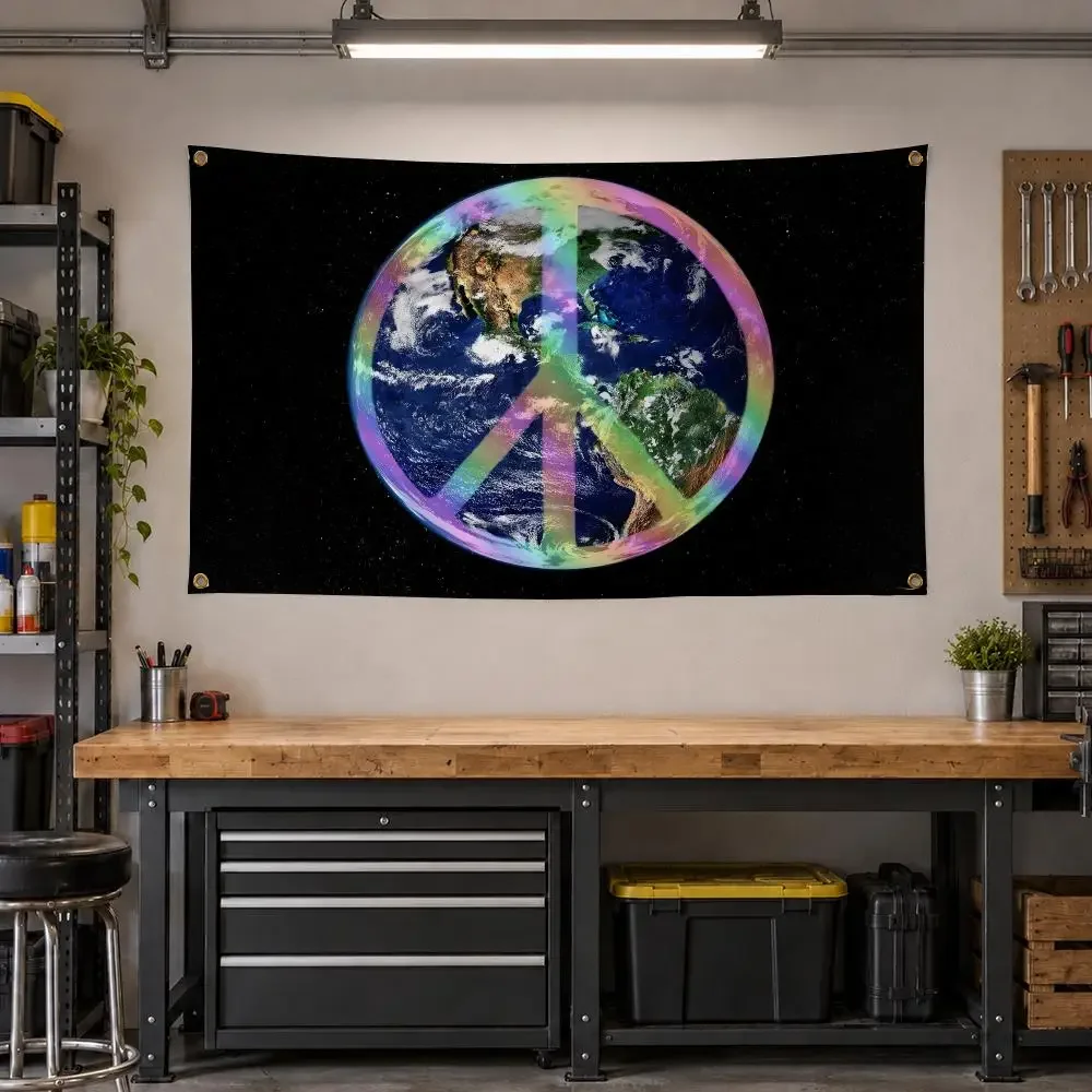 Cause World Peace Symbol Flags Personalized Banner Flag Room Dorm Camping Picnic Garage Bar Outdoor Wall Decor