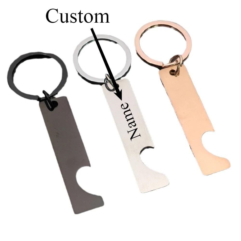 

Stainless Steel Polished Rectangular Exquisite Couple Love Keychain Long Pendant Hanging Tag Name Phone Number Customized