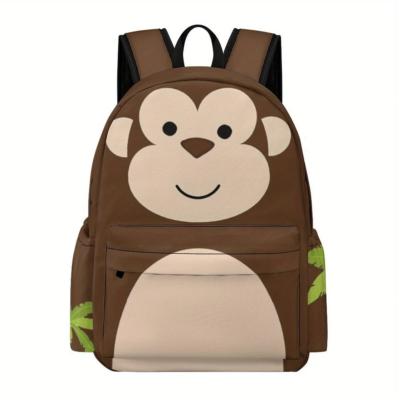 Cute Lightweight College Backpack Cartoon Monkey Print Oxford Cloth with Adjustable & Detachable Straps, Multiple