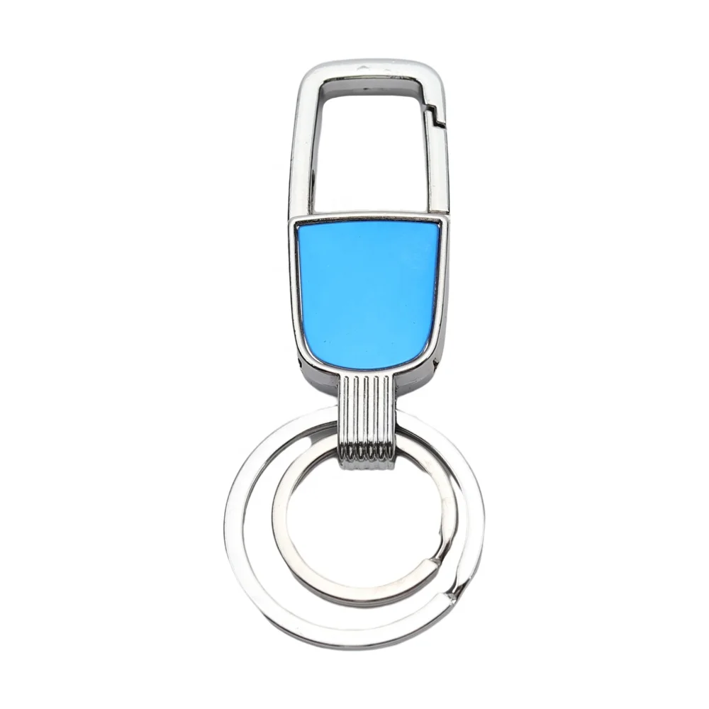 custom metal keychain new men's car creative pendant event small gift Key waist buckle Blue bell core double ring metal buckle