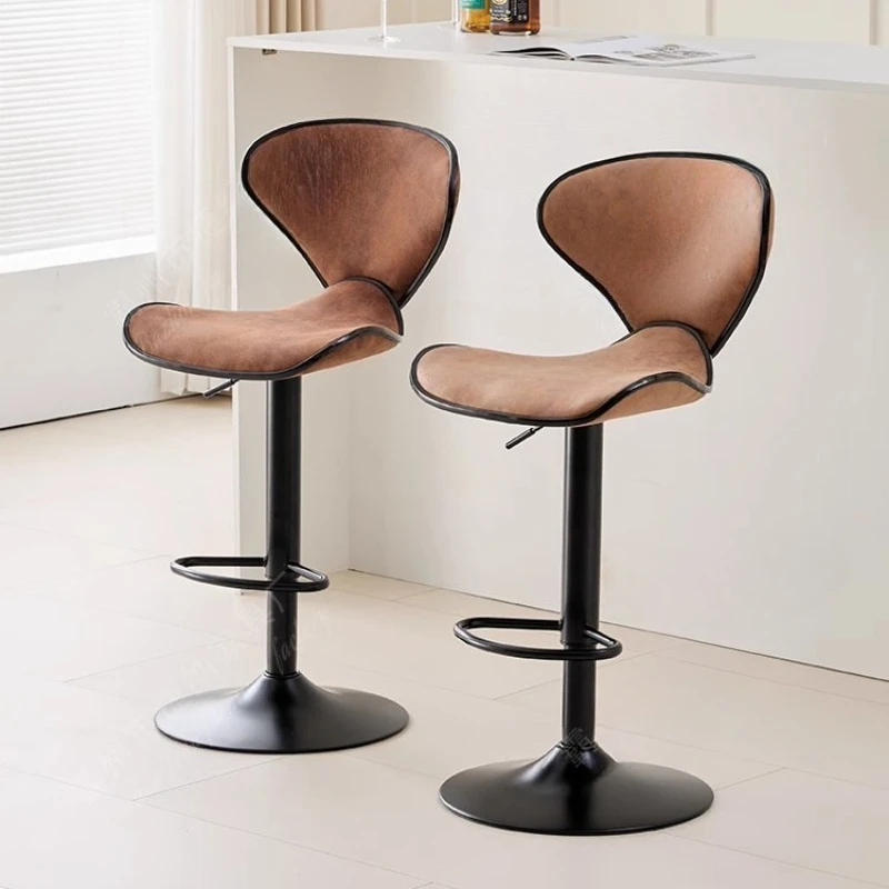 

Adjustable Modern Bar Stool with Backrest Waterproof Tech Fabric Swivel Chair Thickened Foam Dining Stool Minimalist HighBarSeat