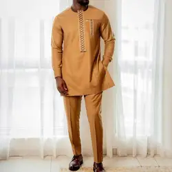 2024 New in Kaftan Luxury Men Suit Embroidered Shirt and Pants Sets 2 Piece Wedding and Party African Ethnic Style Suit for Men