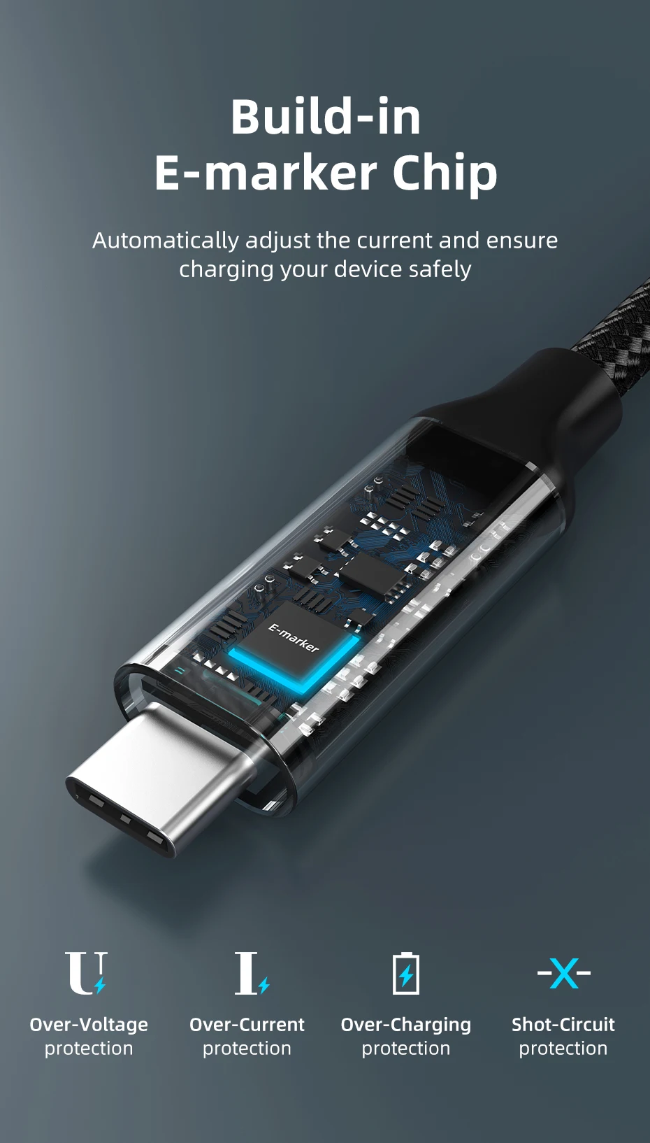 CABLETIME USB C auf USB C-Kabel USB 3.2 Gen 2 20 Gbit/s 90 Grad PD 100 W 4K 60 Hz Video-Schnellladung für iPhone 16 MacBook Pro iPad – Detail 7