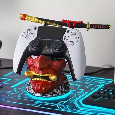 Creative Ghost Warrior Statue Desktop Game Controllers Game Console Handle Holder Phone Tablet Bracket for PS5/PS4/XBOX