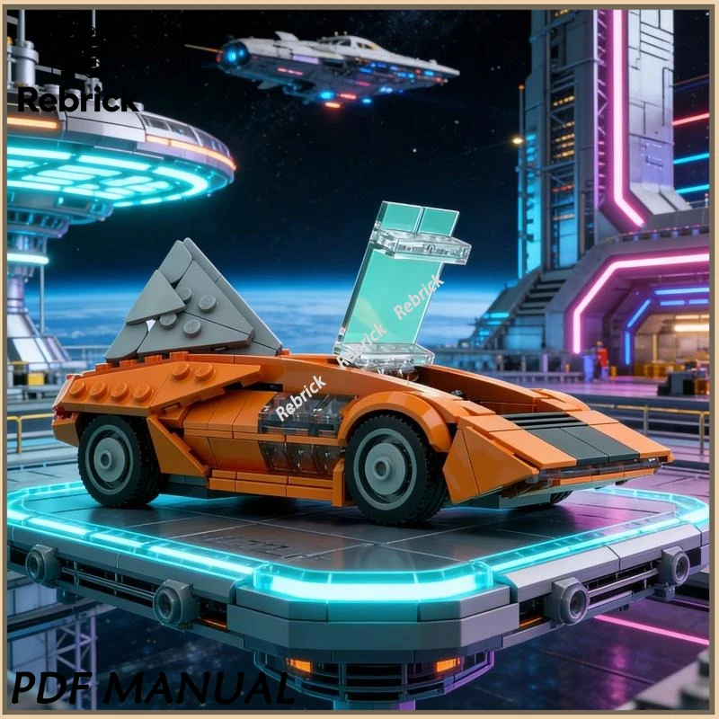 

1970 Retro Concept Vehicle MOC Bricks Vintage Futuristic Sports Car Assembly Building Blocks Collectible Toy