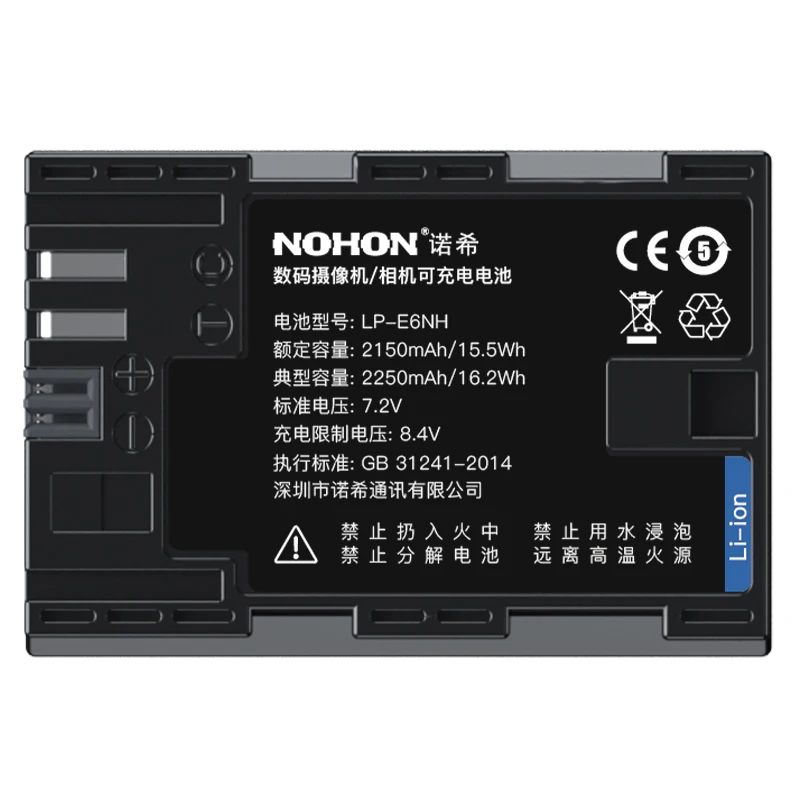 Imagem -06 - Nohon Lp-e6nh Lpe6nh Bateria para Câmera Canon Eos r5 r6 90d 80d 70d 60d 5d 6d 7d Câmera Li-ion Baterias Terno