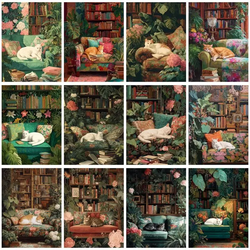 

CHENISTORY DIY Pictures By Numbers Study Cat Painting By Number Hand Painted Paintings Drawing On Canvas Gift Kits Home Decor