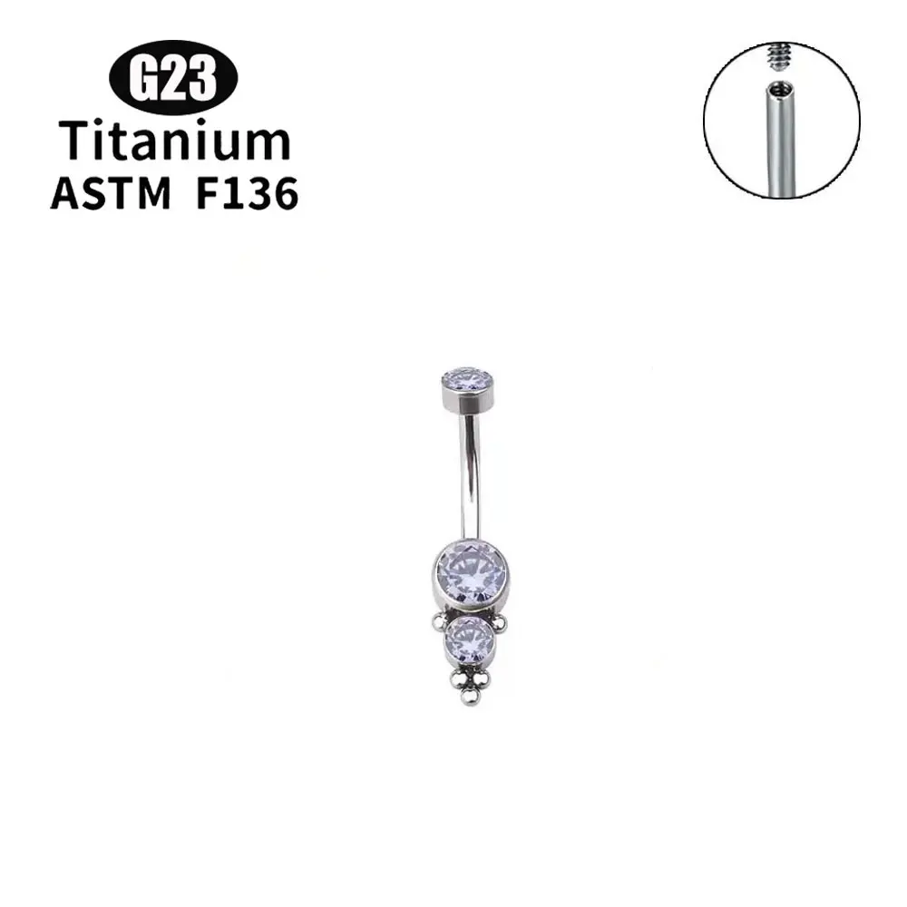 G23 Titanium Hot Selling Prong Set Cz Opal Navel Ring Piercing navel ring belly button titanium