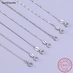 Genuine Real Pure Solid 925 Sterling Silver Chains for Women O Box Snake Waterwave Banboom Chain DIY Jewelry Female Necklaces