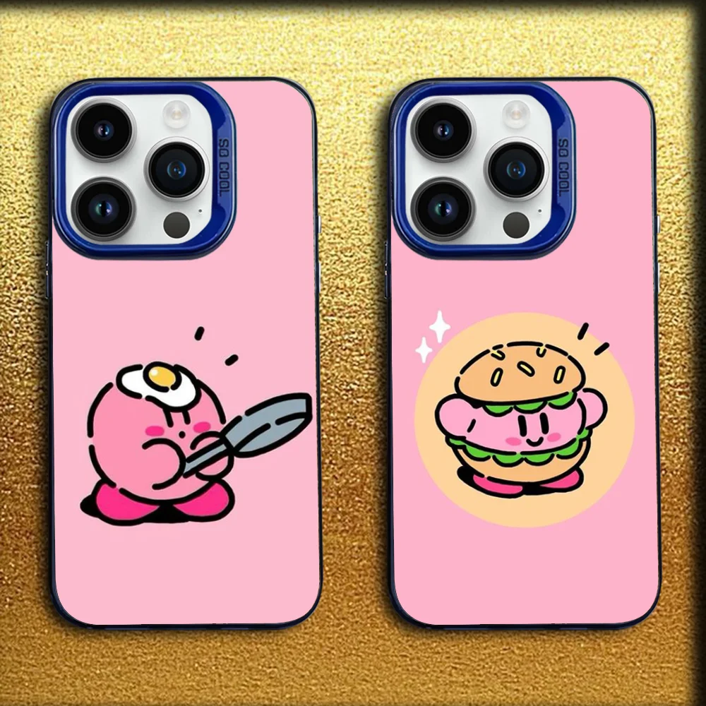 

CUTE K-Kirby GYM Phone Case For iPhone 16,15,14,13,12,11,Mini,Pro,MAX Blue Matte Silicone Cover